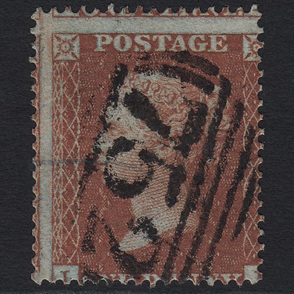 GB QV 1854 1d Red-brown SG17-C1(1) GU Stowmarket 752 Misperf