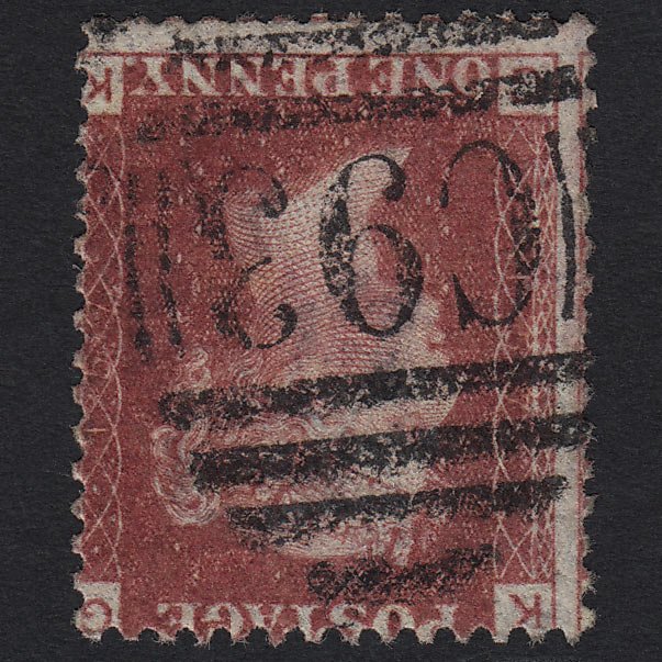 GB QV 1864 1d (Plate 157) SG44-G1(2) GK FU Twickenham C93 Wmk Inverted