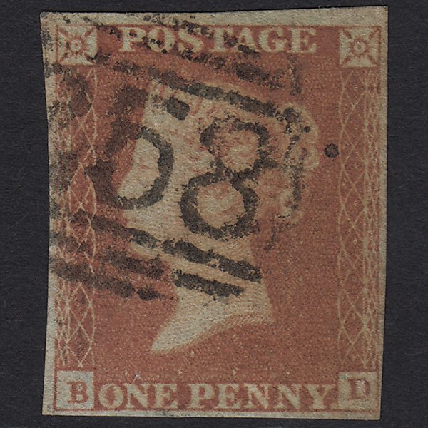 GB QV 1841 1d Red-brown (Plate 88) SG8-B1(1) BD GU Dover 258 4 Margins