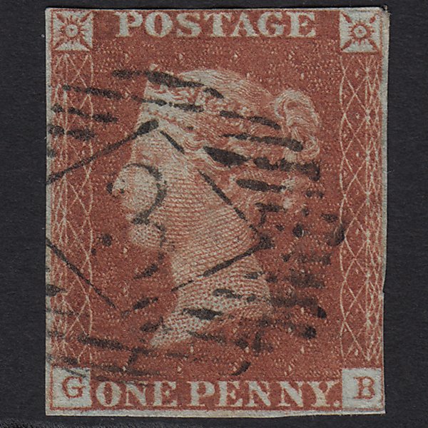 GB QV 1841 1d Red-brown (Plate 58) SG8-B1(1) GB GU London No.3 nr 4 Margins