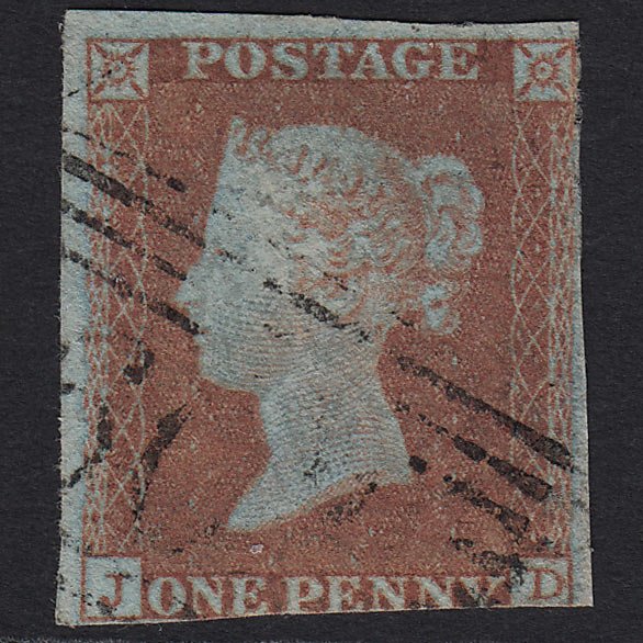 GB QV 1841 1d Red-brown (Plate 105) SG8-B1(1) JD GU in Scotland