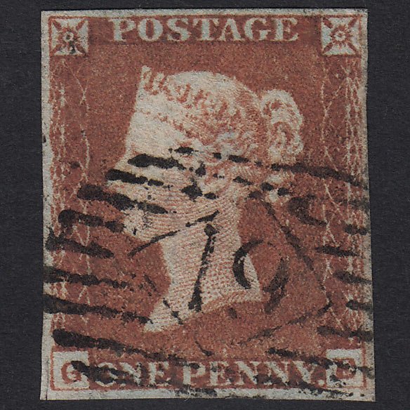 GB QV 1841 1d Red-brown (Plate 66) SG8-B1(1) GE FU London IS 19 4 Margins