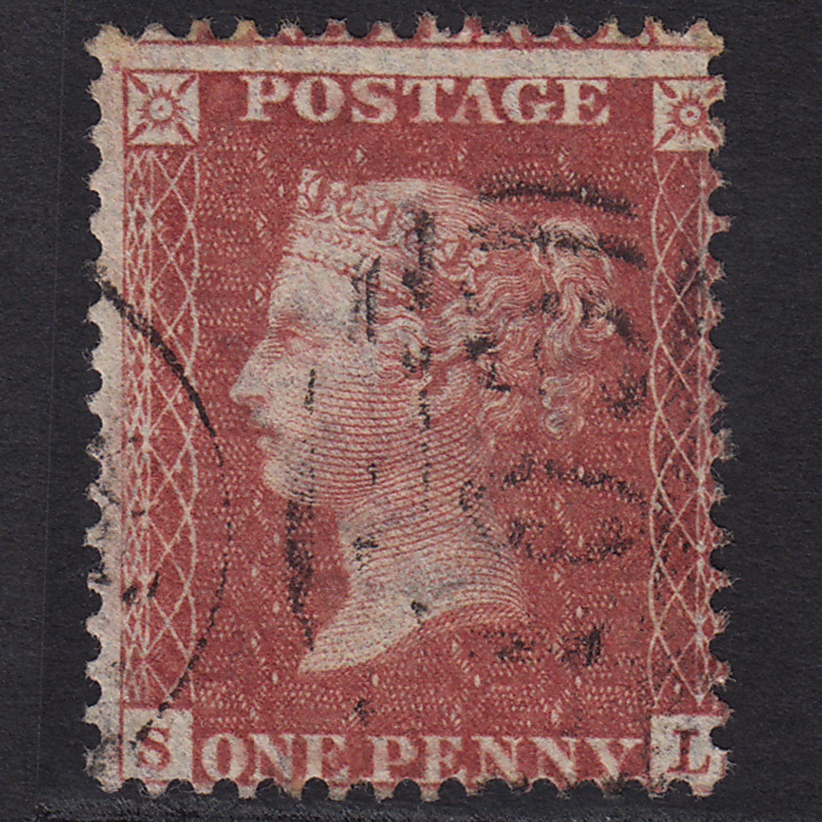 GB QV 1857 1d Rose-red (Plate 52) SG40-C10(1) SL GU Light Cancel