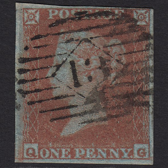 GB QV 1841 1d Very Blued (Plate 132) SG8a-B1(2) QG GU London IS 13 4M