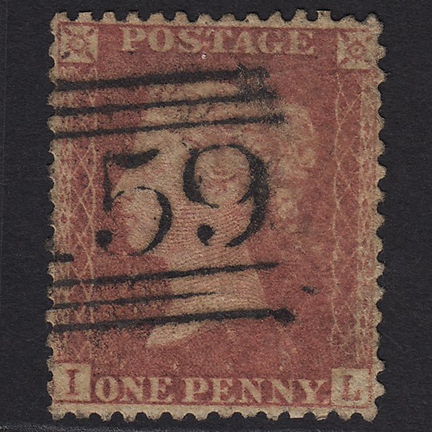 GB QV 1857 1d Rose-red SG40-C10(1) IL GU Glasgow 159