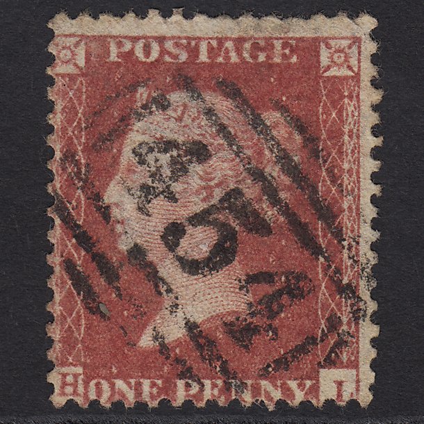 GB QV 1857 1d Rose-red SG40-C10(1) HL GU Leominster 454