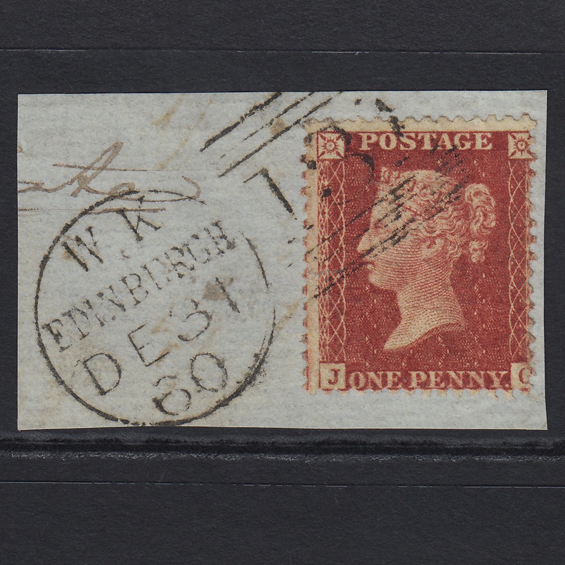 GB QV 1857 1d Rose-red (Plate 36) SG40-C10(1) JG FU Edinburgh 131 on Piece