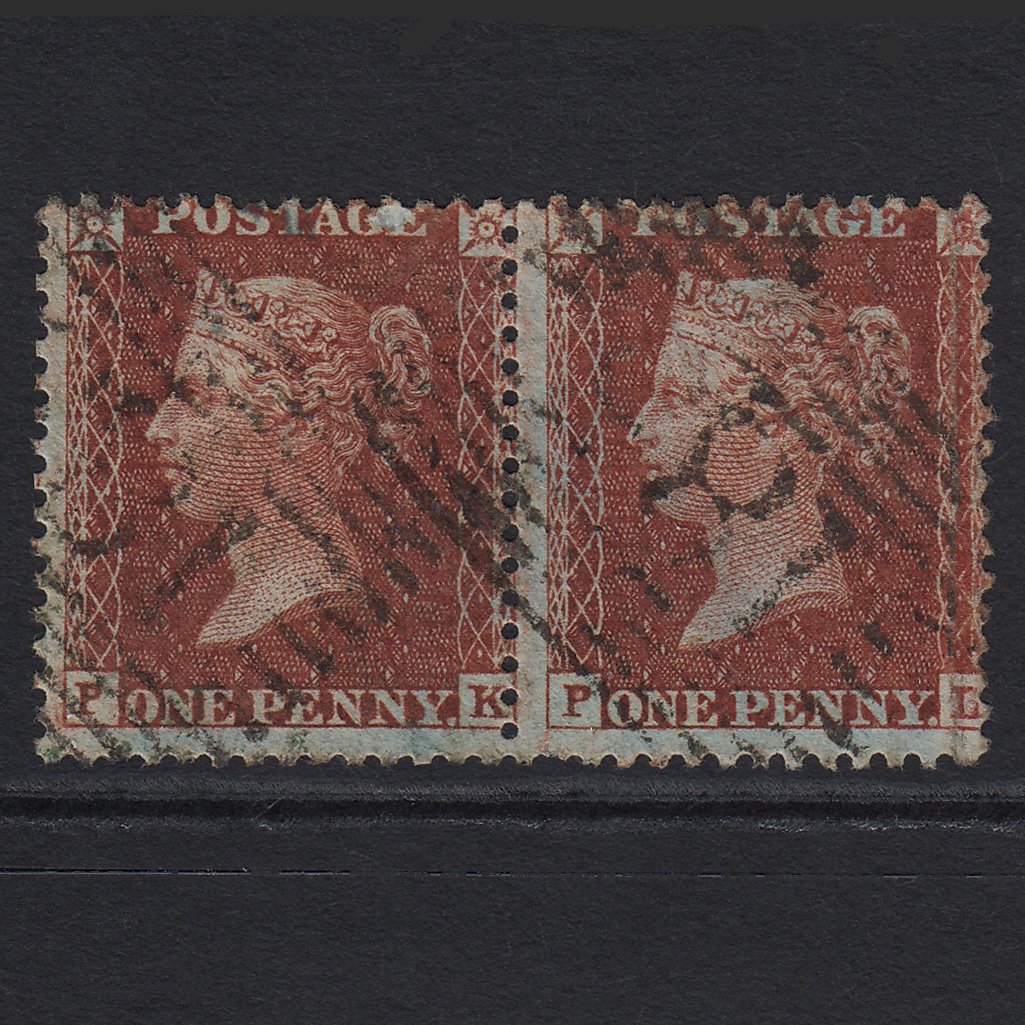 GB QV 1855 1d Red-brown (Plate 7) SGC6(1) PK-PL GU Pair Invergordon 185