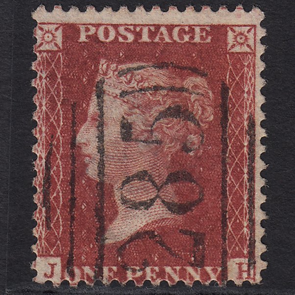 GB QV 1857 1d Deep Rose-red (Plate 47) SG41-C10(4) JH FU Exeter 285 Misperf