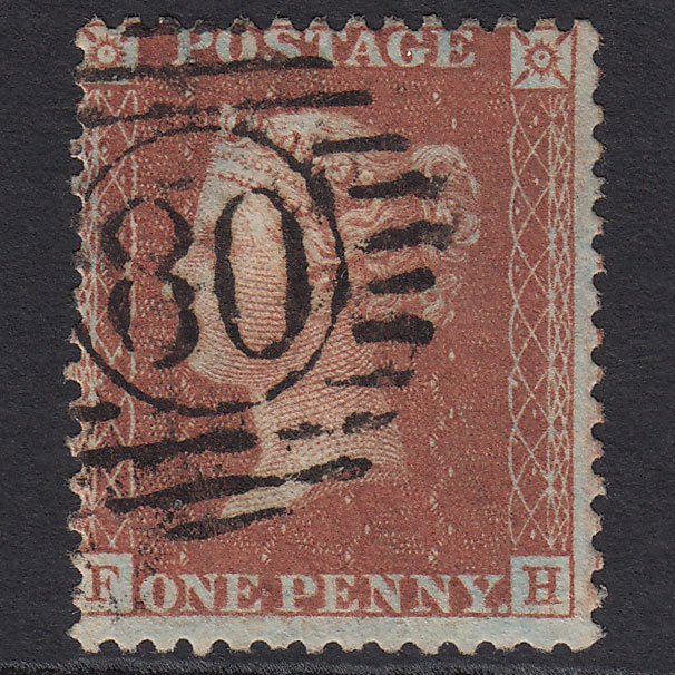 GB QV 1856 1d Red-brown (Plate 27) SG29-C8(1) FH FU London D&S 80