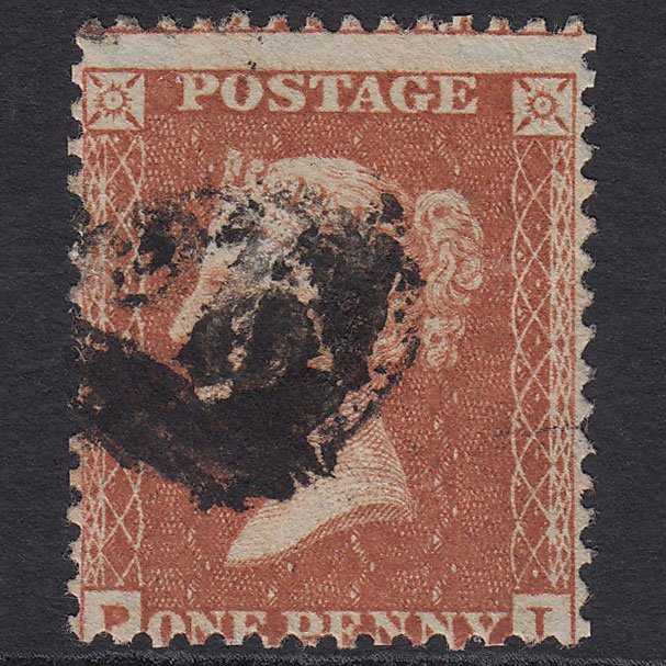 GB QV 1855 1d Red-brown (Plate 2) SG24-C3(1) PI GU Misperf