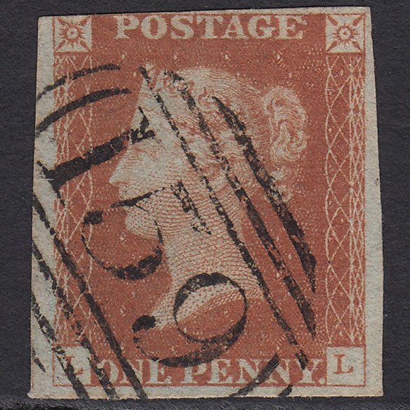 GB QV 1841 1d Red-brown SG8-B1(1) LL FU nr 4 Margins Chard 159