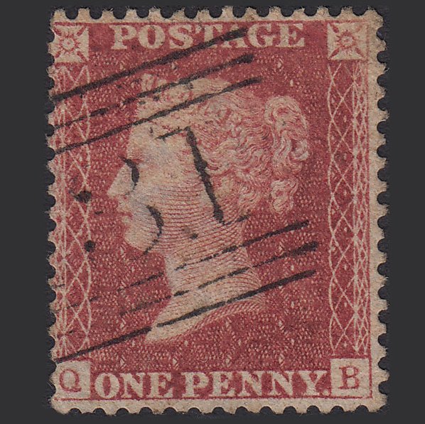GB QV 1857 1d Rose-red (Plate 43) SG40-C10(1) QB FU Edinburgh 131