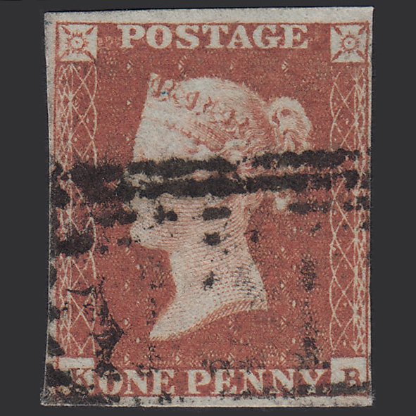 GB QV 1841 1d Red-brown (Plate 90) SG8-B1(1) KB GU 4M Imperf Scotland