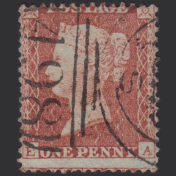 GB QV 1855 1d Red-brown (Plate 1) SGC6(1) EA FU Manchester 498 Large Misperf