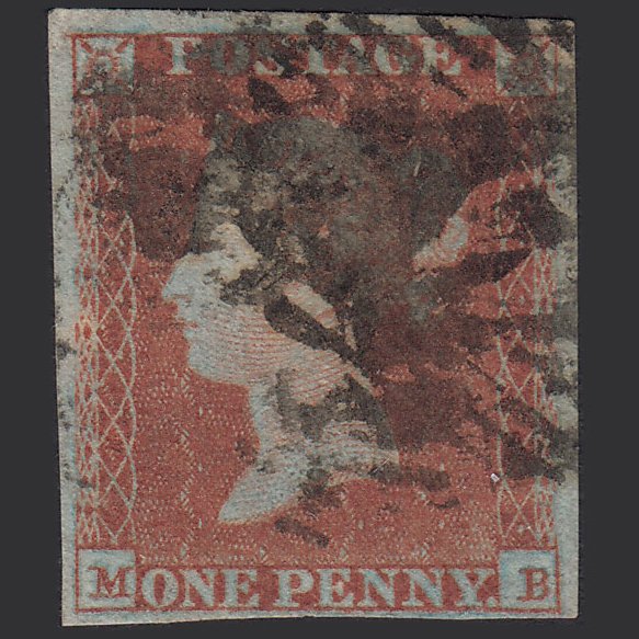 GB QV 1841 1d Red-brown (Plate 129) SG8-B2(1) MB GU 4M London IS Cancel