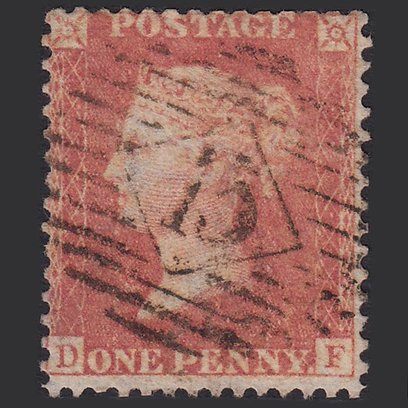 GB QV 1857 1d Pale Red Transitional (Plate 44) SGC9(3) DF GU London IS 15