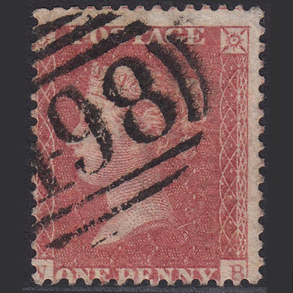 GB QV 1857 1d Rose-red (Plate 47) SG40-C10(1) GU Manchester 498 Misperf