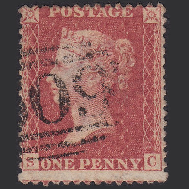GB QV 1857 1d Rose-red (Plate 59) SG40-C10(1) SC GU Misperf