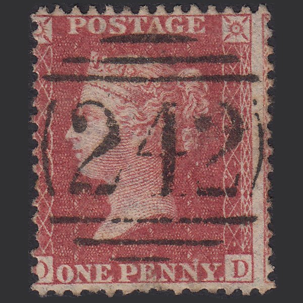 GB QV 1857 1d Rose-red SG40-C10(1) FU Derby 242 Misperf