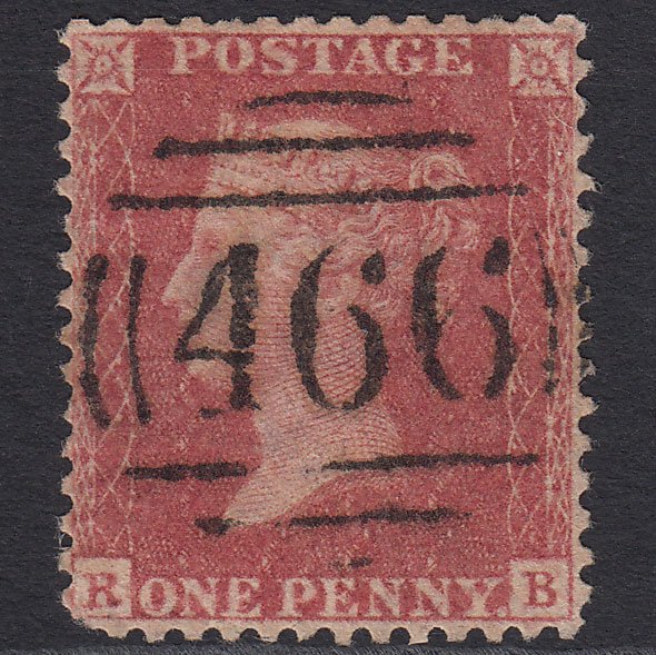 GB QV 1857 1d Rose-red (Plate 55) SG40-C10(1) RB GU Liverpool 466
