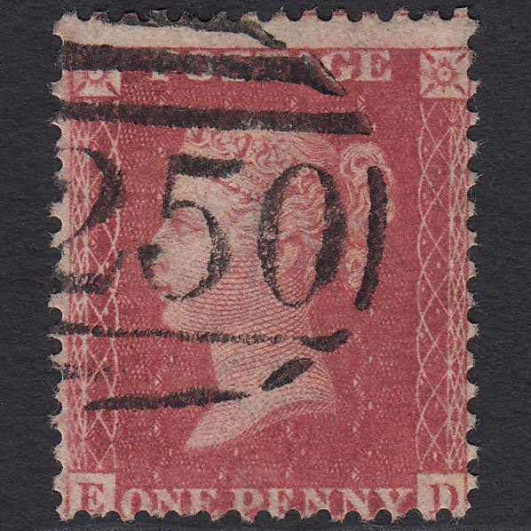 GB QV 1857 1d Rose-red (Plate 43) SG40-C10(1) ED FU Devonport 250