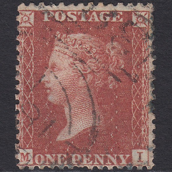 GB QV 1856 1d Red-brown (Plate 43) SG29-C8(1) MI FU Blue-black Cancel