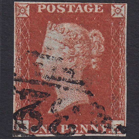 GB QV 1841 1d Deep Red-brown (Plate 51) SG10-B1(4) KJ FU 4 Margins Ireland