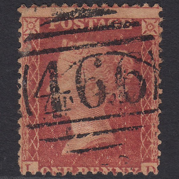 GB QV 1857 1d Rose-red (Plate 59) SG40-C10(1) LD GU Liverpool 466 Misperf