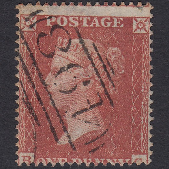 GB QV 1855 1d Red-brown (Plate 10) SG21-C4(1) BG FU Manchester 498 Misperf