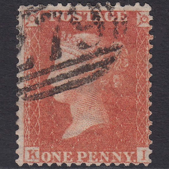 GB QV 1857 1d Orange-red (Plate 47) SGC8(7) KI GU Epping 279