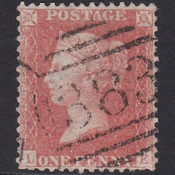 GB QV 1857 1d Pale Rose (Plate 38) SGC9A(1) LE FU Hull 383 Spoon Well Centred