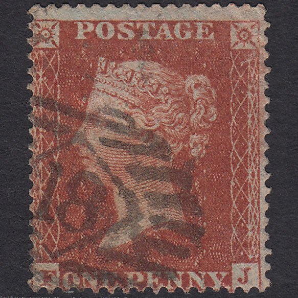 GB QV 1855 1d Red-brown (Plate 14) SG21-C4(1) FJ GU London IS 18