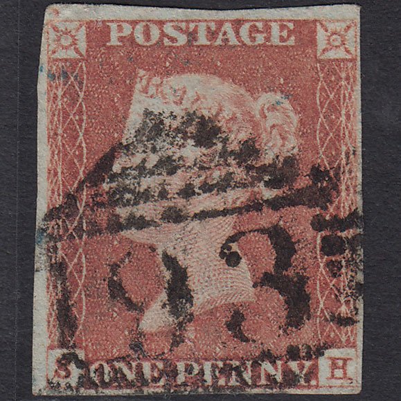 GB QV 1841 1d Red-brown (Plate 79) SG8-B1(1) SH FU 4 Margins Dungannon 193