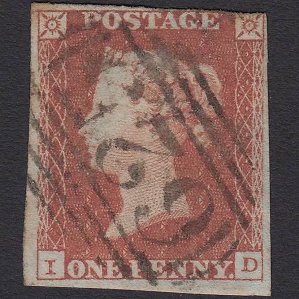 GB QV 1841 1d Red-brown (Plate 97) SG8-B1(1) ID GU 3 Margins Portsmouth 625