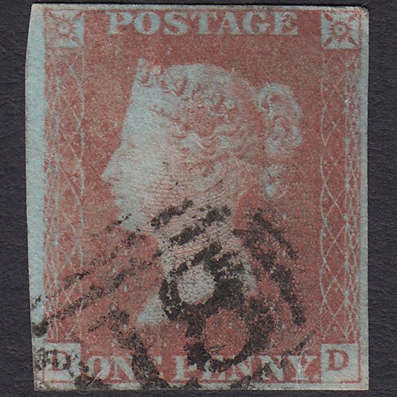 GB QV 1841 1d Very Blued (Plate 73) SG8a-B1(2) DD GU 4M Brentwood 118