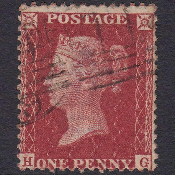 GB QV 1857 1d Deep Rose-red (Plate 57) SG41-C10(4) HG GU Dundee 114 Misperf