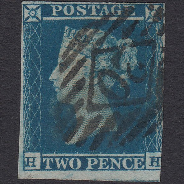 GB QV 1841 2d Deep Full Blue (Plate 4) SG15-E1(3) HH FU 3m London IS 20