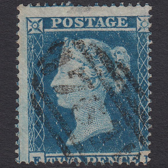 GB QV 1854 2d Pale Blue (Plate 4) SG20-F1(2) EL GU Sunderland 761 Misperf