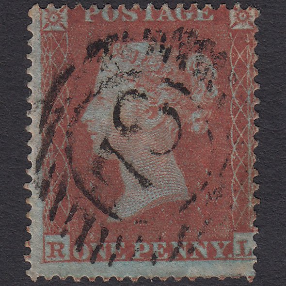 GB QV 1854 1d Red-brown (Plate 177) SG17-C1(1) RL GU London D&S Cancel