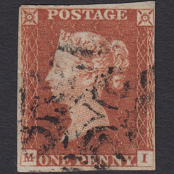 GB QV 1841 1d Red-brown (Plate 21) SG8-B1(1) MI FU 4 Margins Maltese Cross