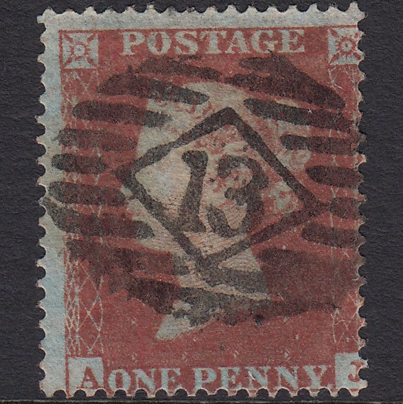 GB QV 1854 1d (Plate 180) SG17-C1(1) AJ FU Missing Imprimatur London IS 13