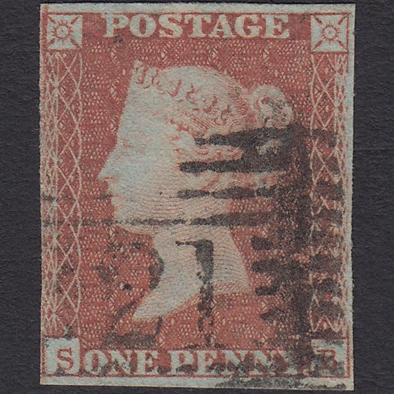 GB QV 1841 1d Red-brown (Plate 89) SG8-B1(1) SB FU 3 Margins Scotland