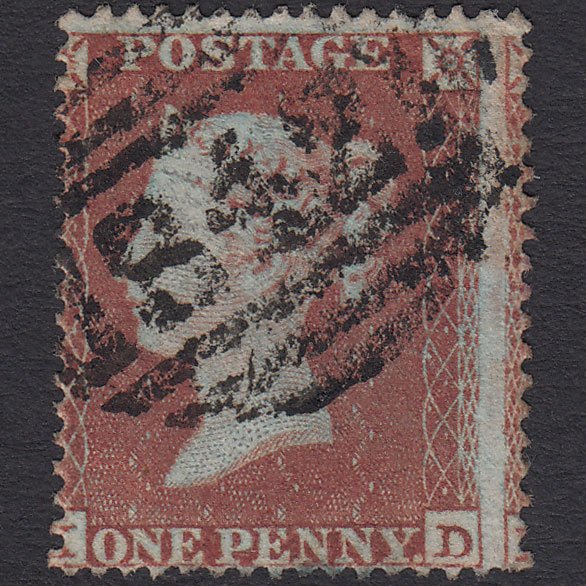 GB QV 1854 1d Red-brown (Plate 198) SG17-C1(1) KD FU Ware 842 Large Misperf
