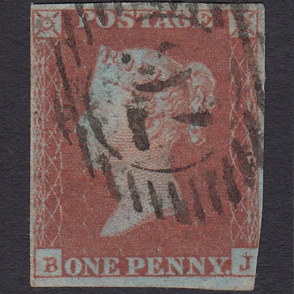 GB QV 1841 1d Red-brown (Plate 123) SG8-B2(1) BJ GU 3 Margins London D&S 76