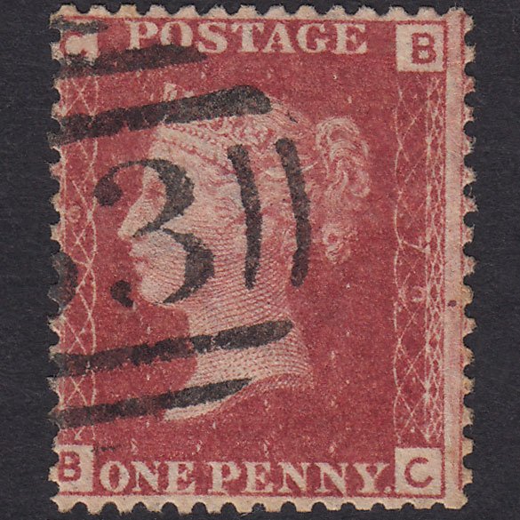 GB QV 1864 1d Lake-red (Plate 79) SG44-G1(2) BC GU Misperf