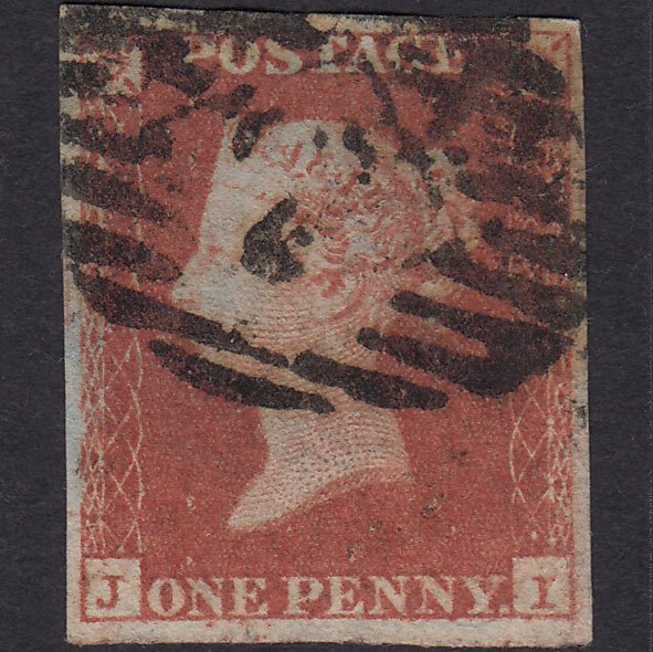 GB QV 1841 1d Red-brown (Plate 103) SG8-B1(1) JI GU 4M London IS Cancel