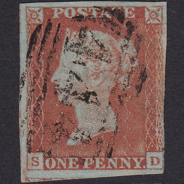 GB QV 1841 1d (Plate 55) SG9-B1(3) SD GU nr 4 Margins Leamington 444