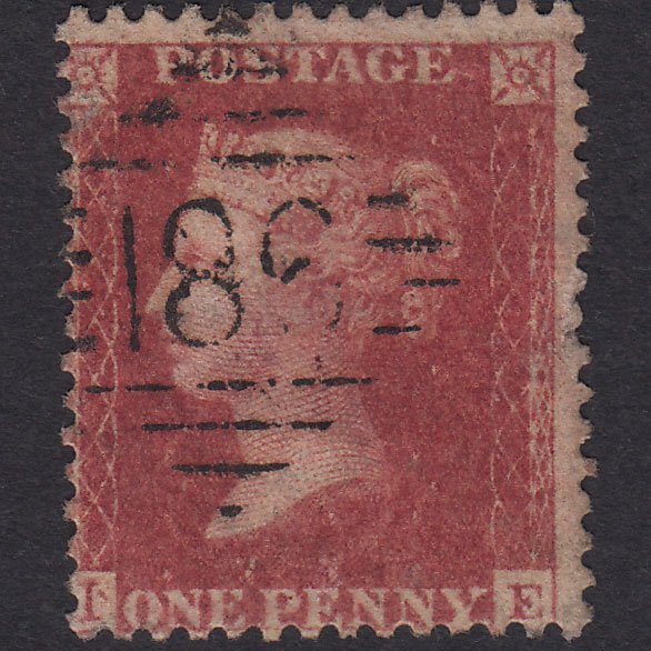 GB QV 1857 1d Rose-Red Plate 56 SG40-C10(1) IE GU Dublin 186