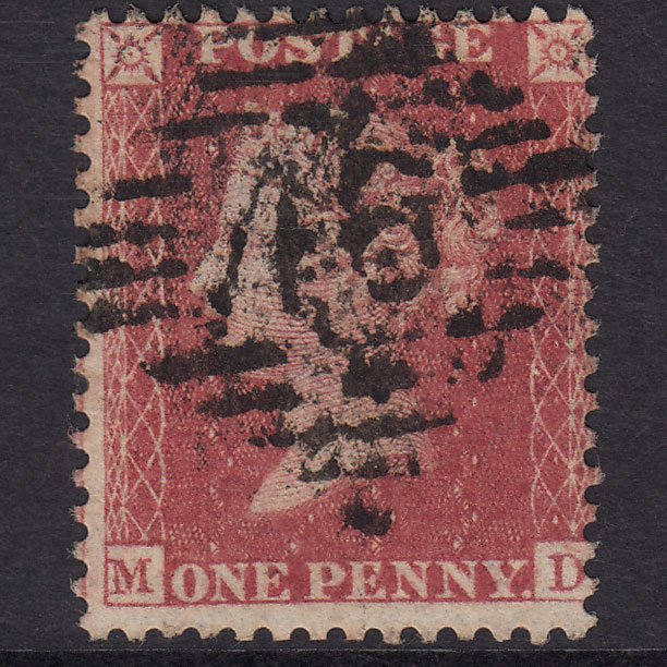 GB QV 1857 1d Rose-Red Plate 34 SG40-C10(1) MD GU Ireland